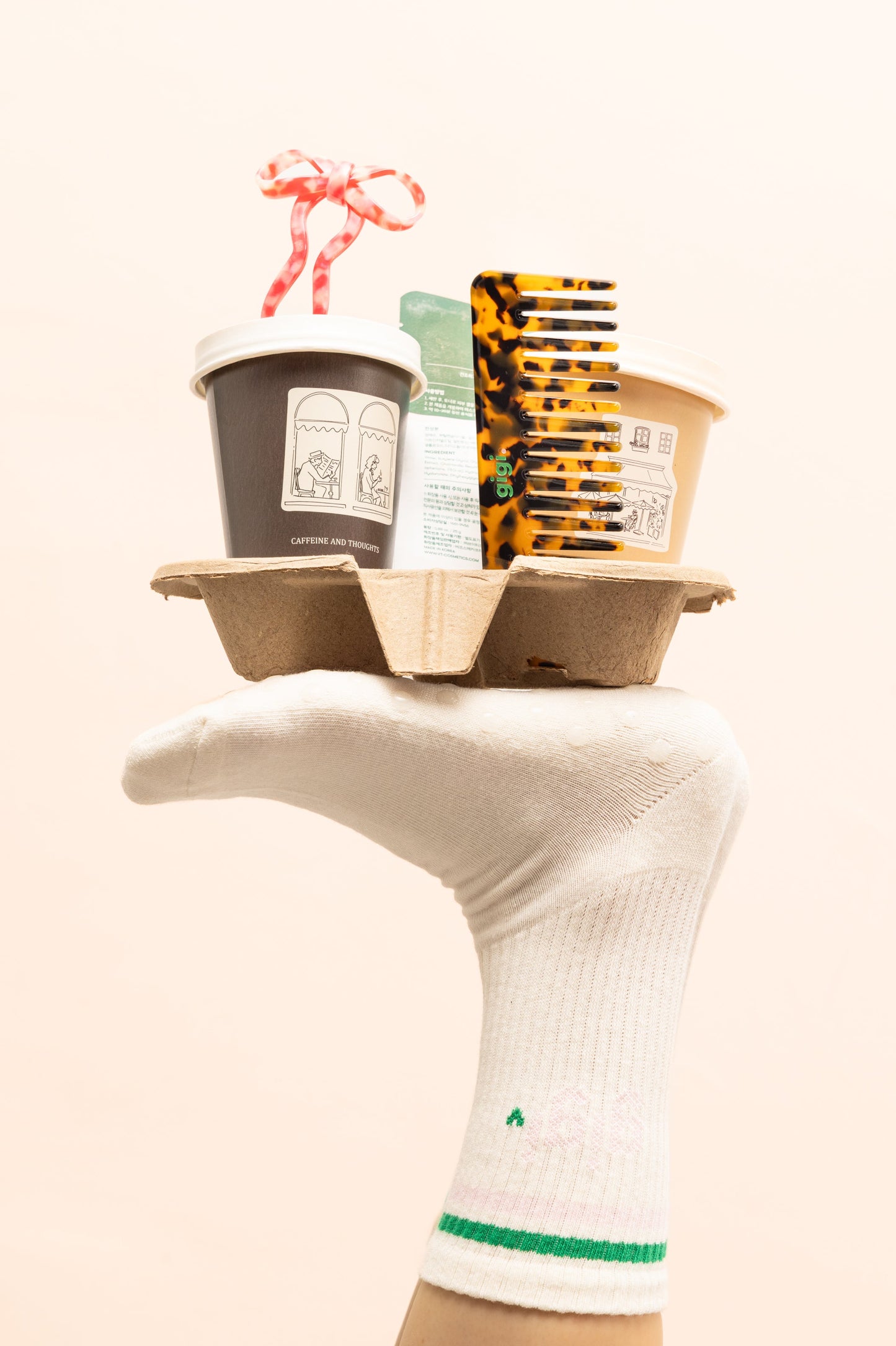 Chaussettes de pilates beige