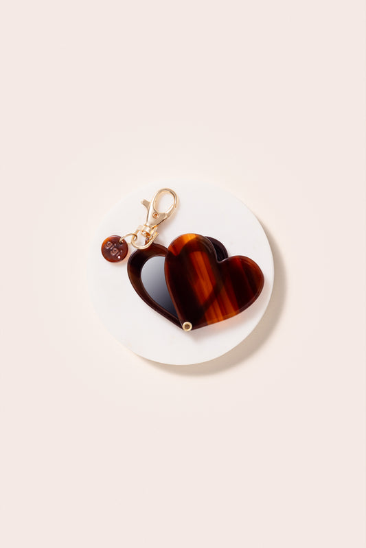 Heart keychain mirror coffee bean