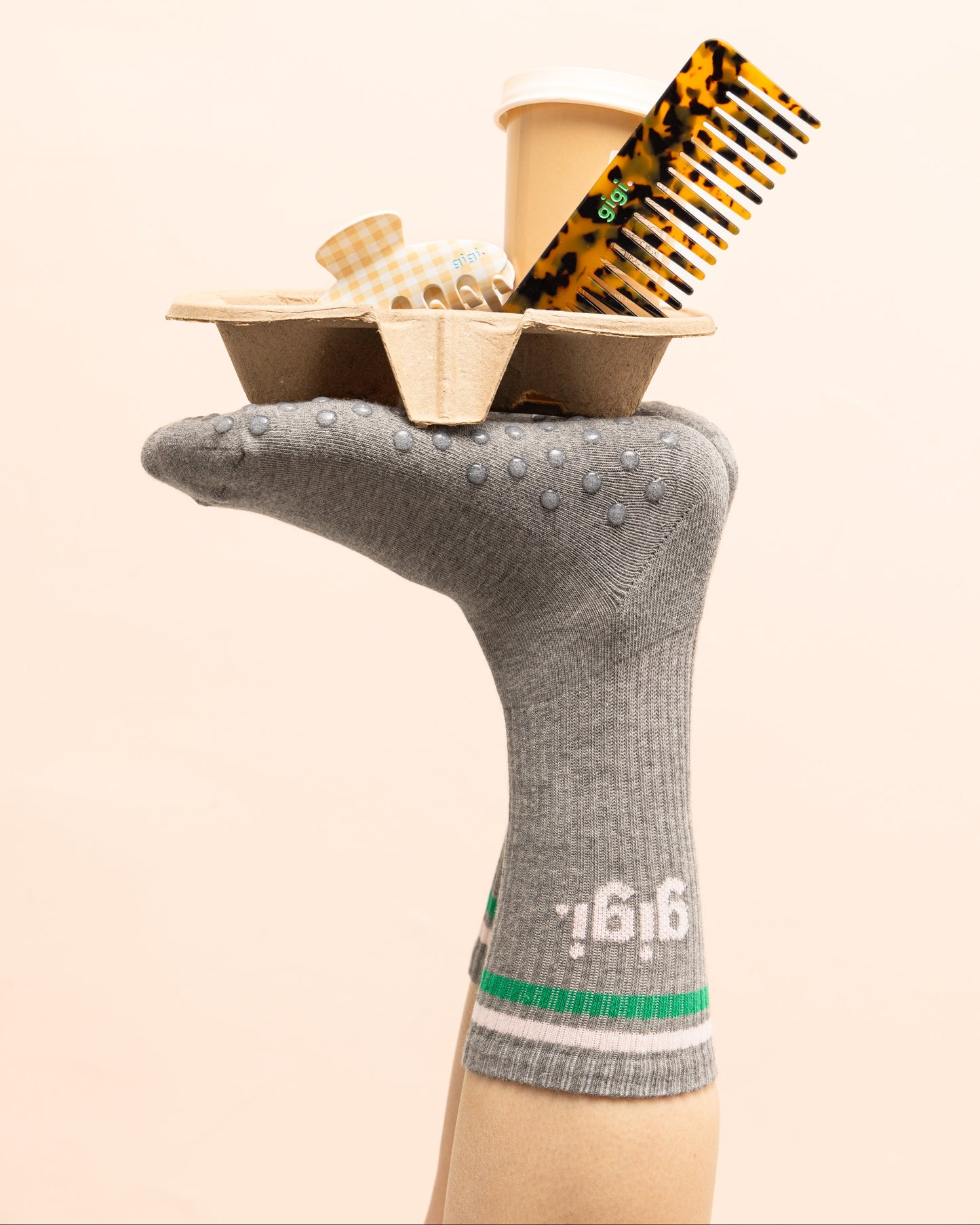 Chaussettes de pilates gris chiné