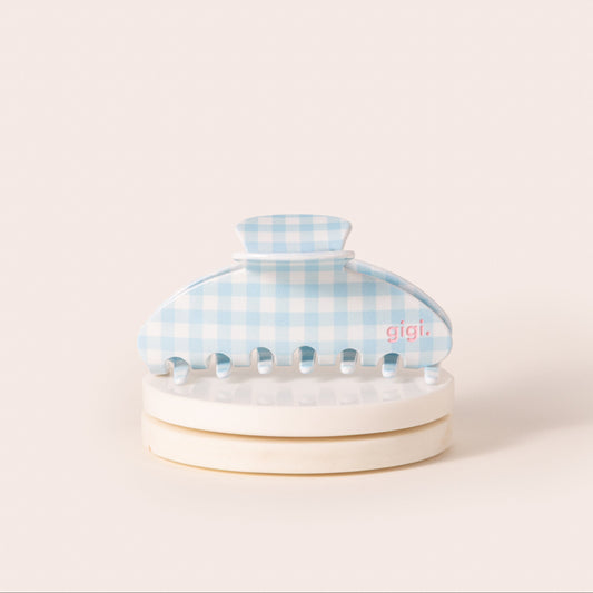 Banana hair clip gingham blue