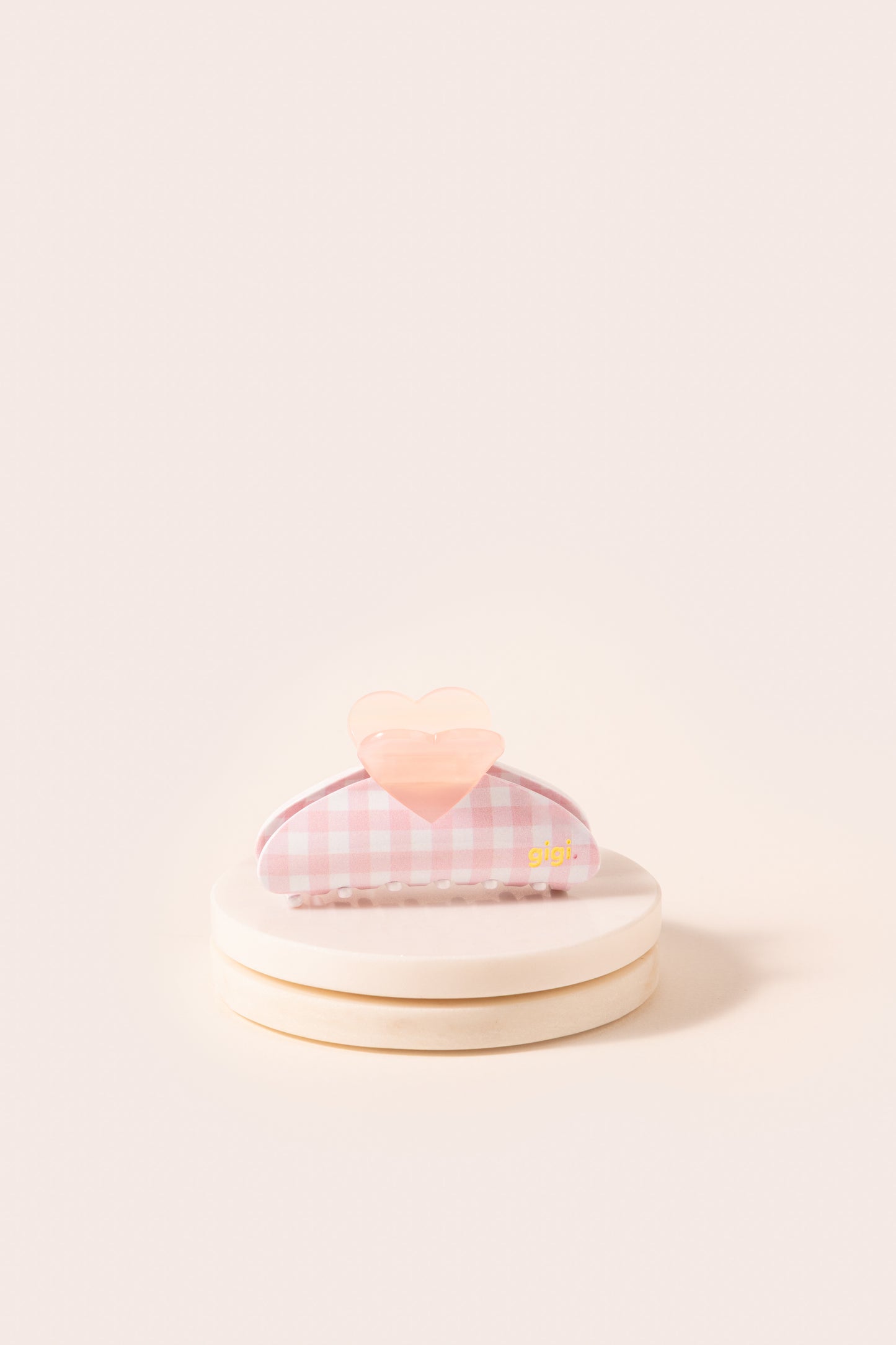 Heart hair clip gingham rose