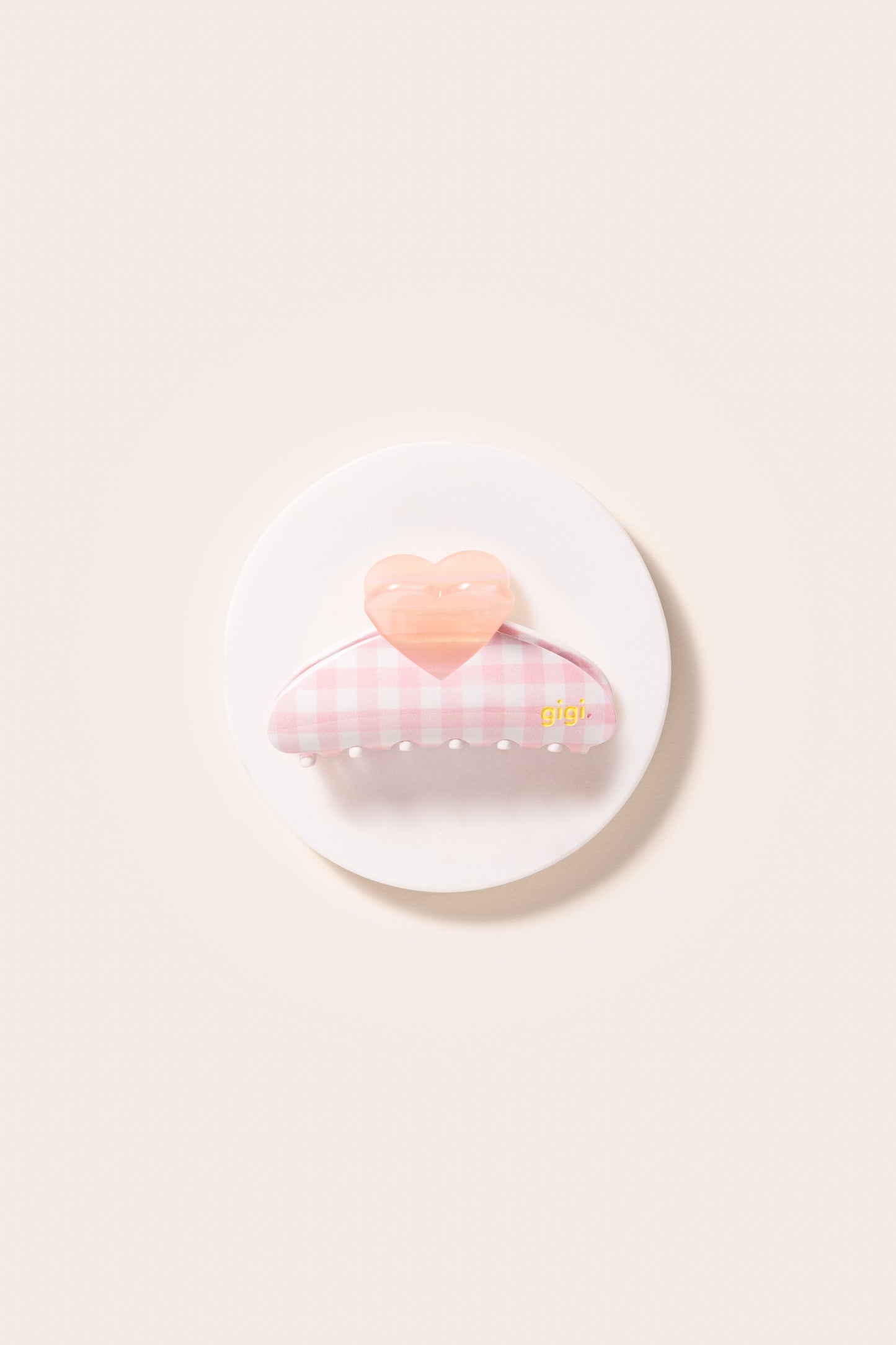 Heart hair clip gingham rose