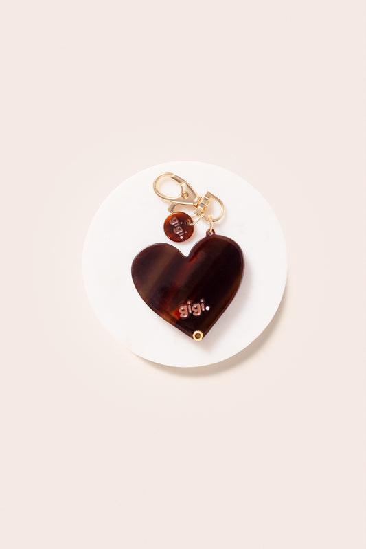 Heart keychain mirror coffee bean