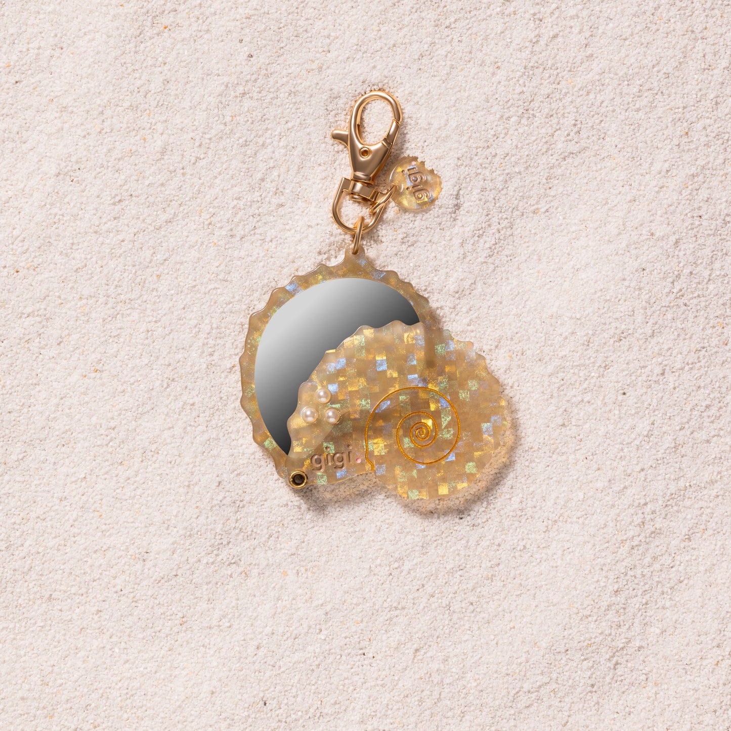 Porte-clef miroir coquillage halo