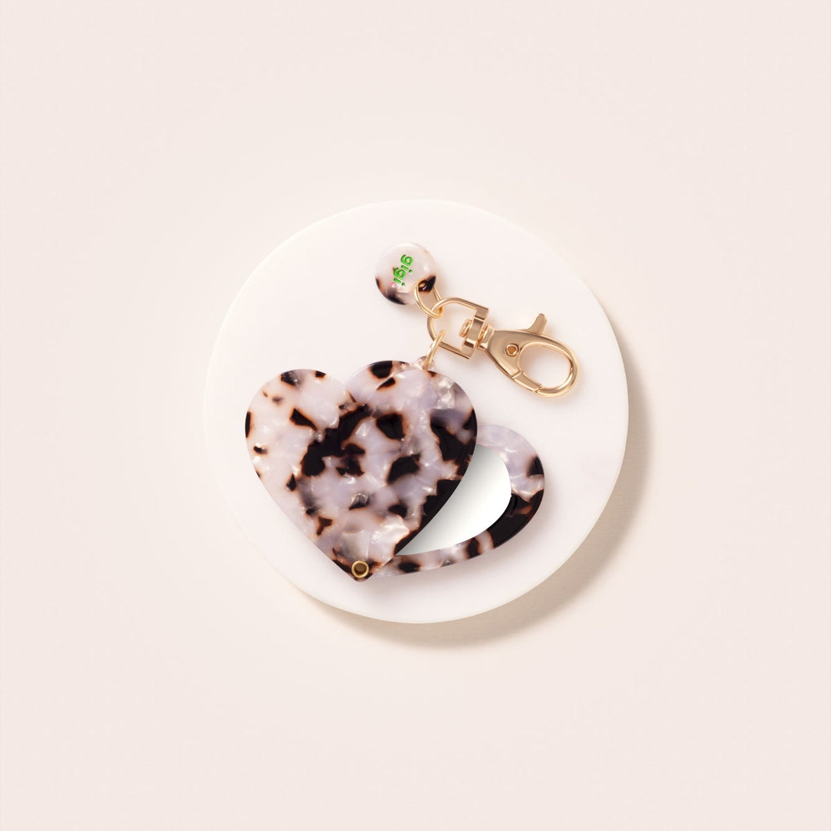 Porte-clef miroir coeur écaille
