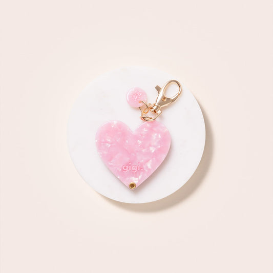 Porte-clef miroir coeur rose